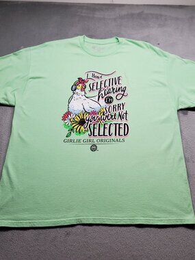 Girlie Girl Originals Selective Hearing Graphic T-shirt Mint Green Wm Sz 2X